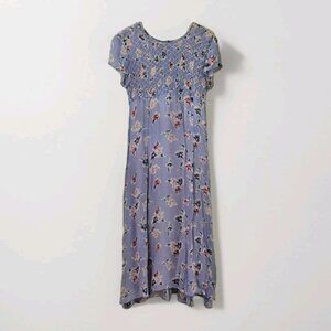FairSet VTG Dress Women 10 SS Maxi Lined Floral Empir Waist Ties Flowy Cottage